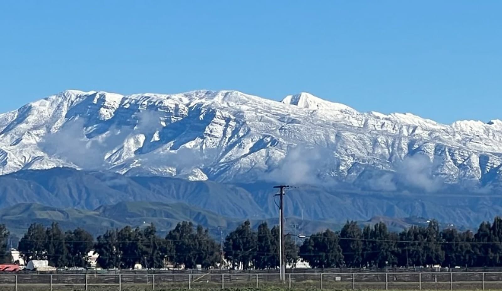 Snow on the Topa Topa mountains above Ventura